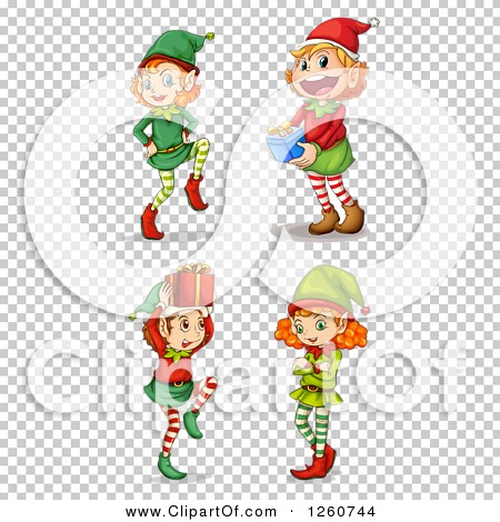 Clipart of Christmas Elves - Royalty Free Vector Illustration by