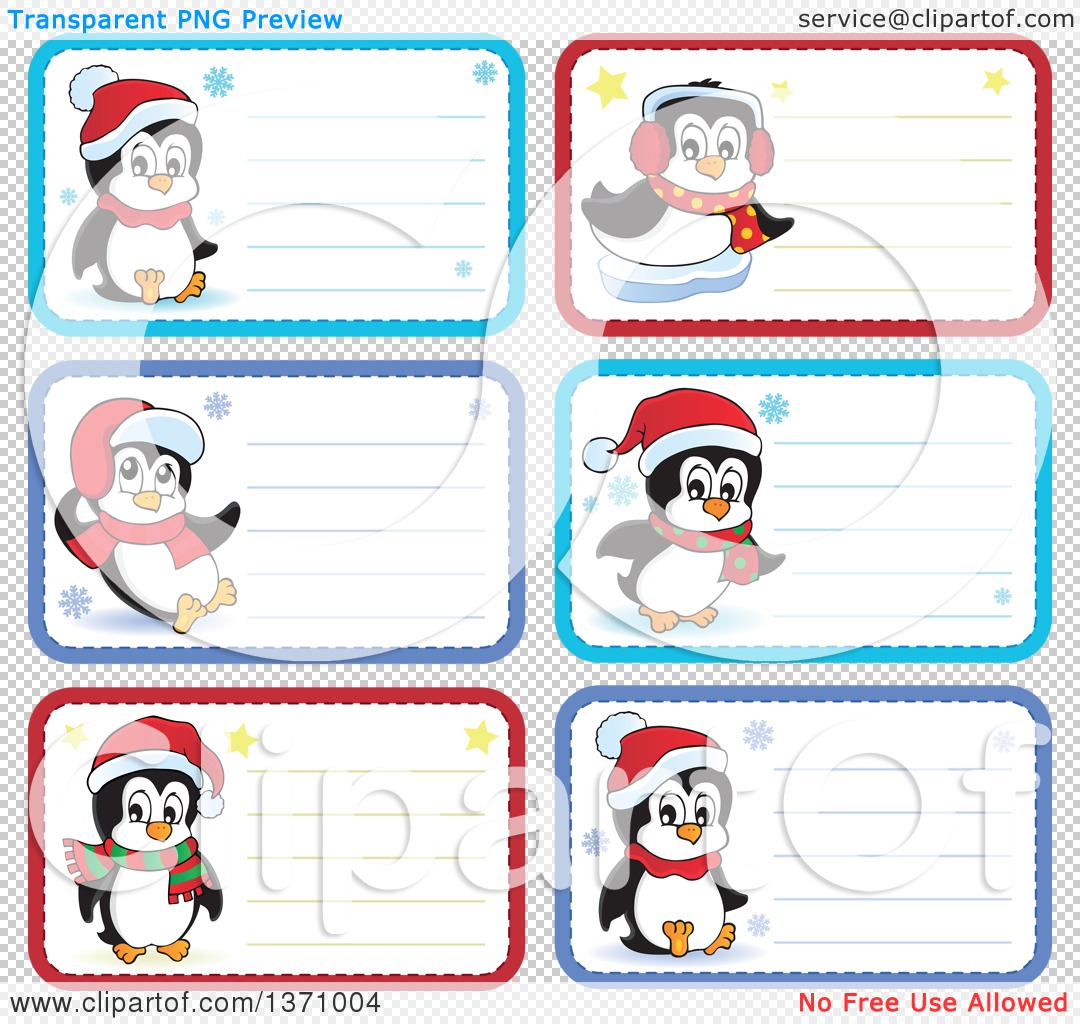 Clipart Of Christmas Gift Or Name Labels Of Penguins Royalty Free Vector Illustration By Visekart