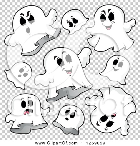 Clipart of Halloween Ghosts Flying - Royalty Free Vector Illustration ...