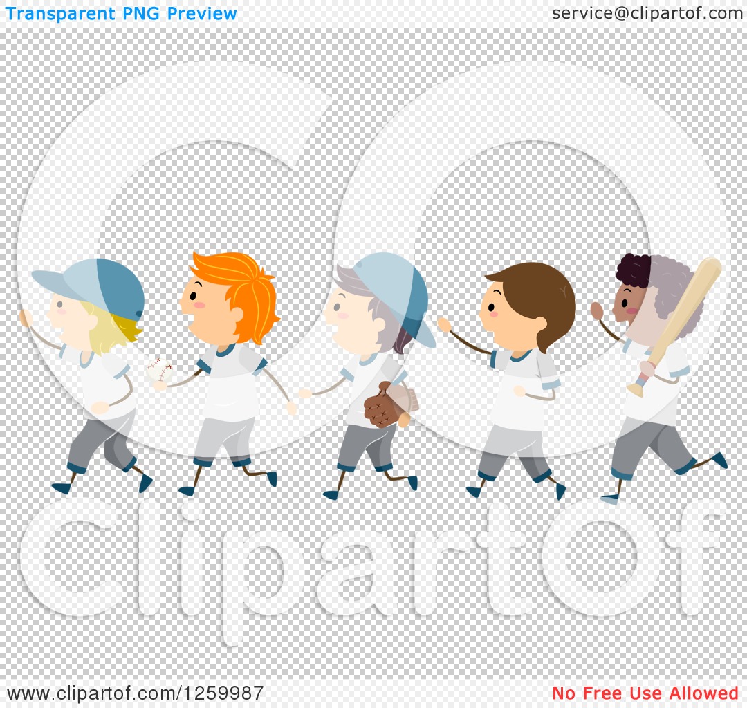 Clipart of Happy Boys Walking with Baseball Equipment - Royalty Free ...