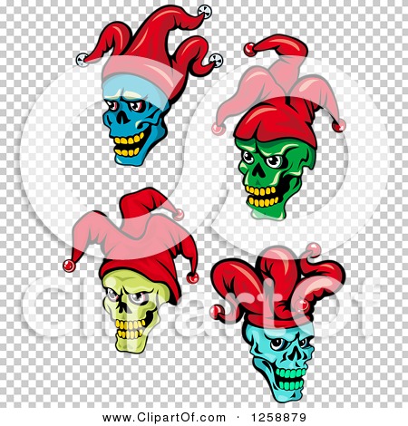 Clipart of Joker Faces in Red Hats - Royalty Free Vector Illustration ...