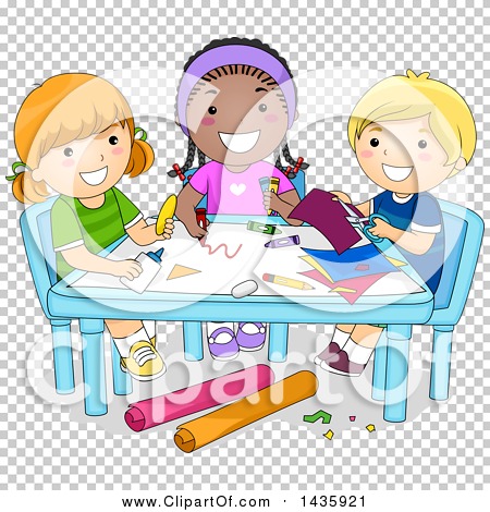 Clipart of School Children Doing Arts and Crafts - Royalty Free Vector ...