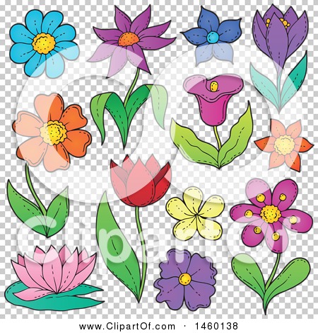 Clipart of Sketched Flowers - Royalty Free Vector Illustration by