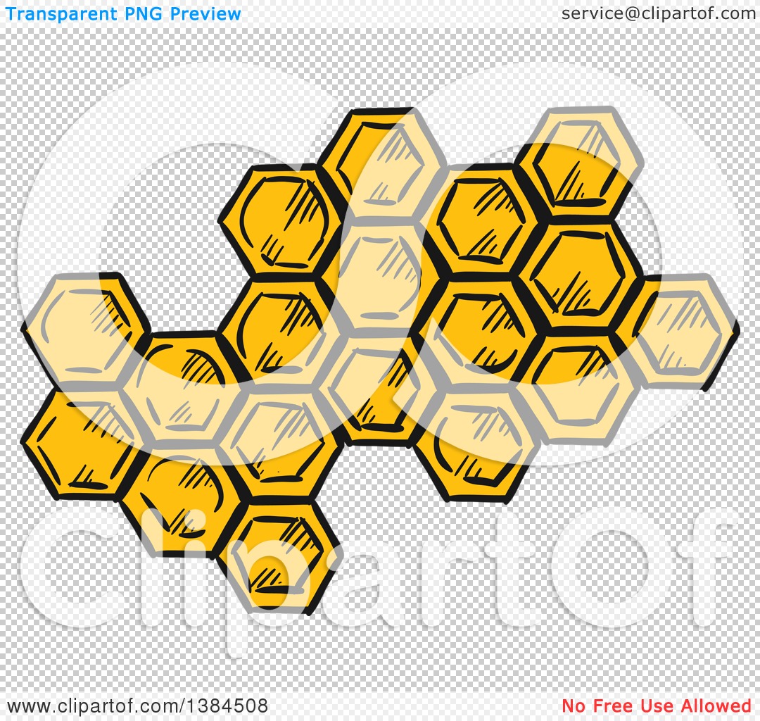 Clipart of Sketched Honeycombs - Royalty Free Vector Illustration by
