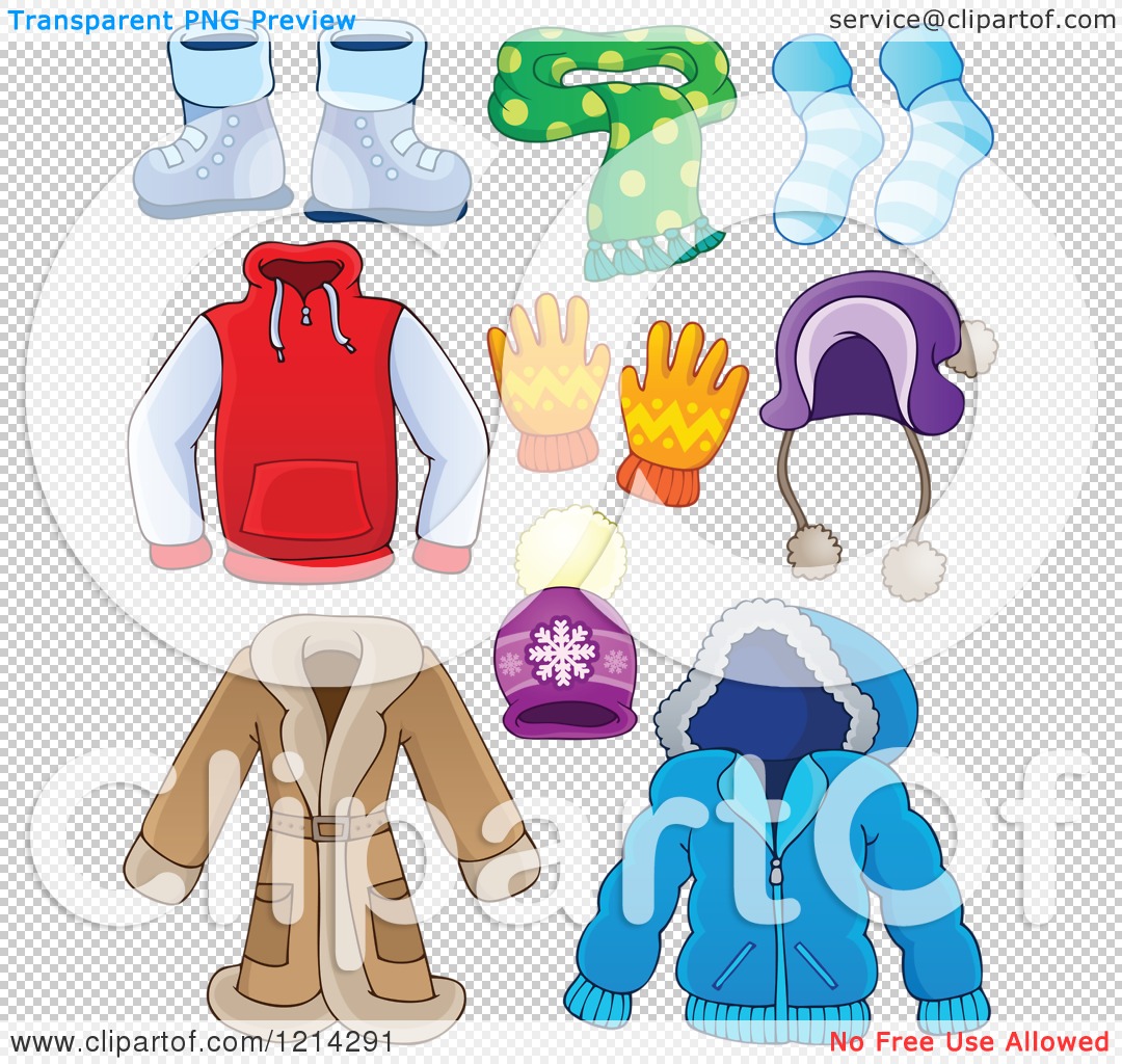 Clipart of Winter Clothing Apparel and Accessories - Royalty Free ...