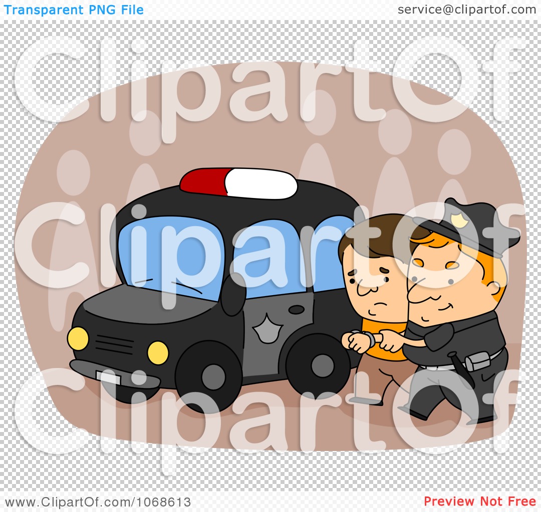 Clipart Officer Arresting A Suspect - Royalty Free Vector Illustration