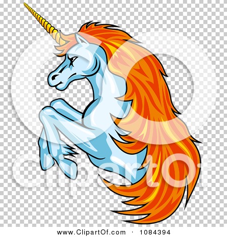 Clipart Orange Haired Rearing Unicorn - Royalty Free Vector ...