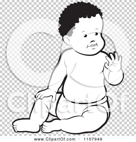 Download Clipart Outlined Black Baby Boy Sitting Up And Waving ...