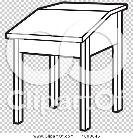 Clipart Outlined Lift Top School Desk Royalty Free Vector