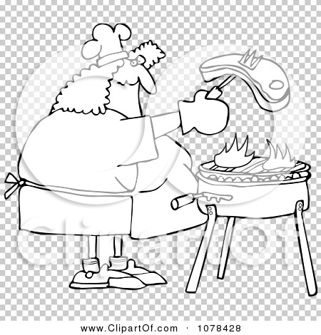 Woman Cooking Barbecue Cartoon Vector Clipart 