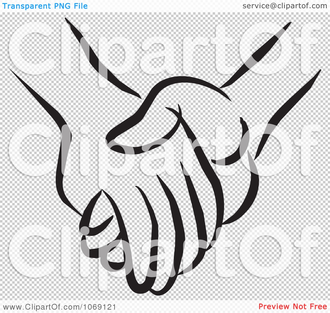 holding hands clipart black and white