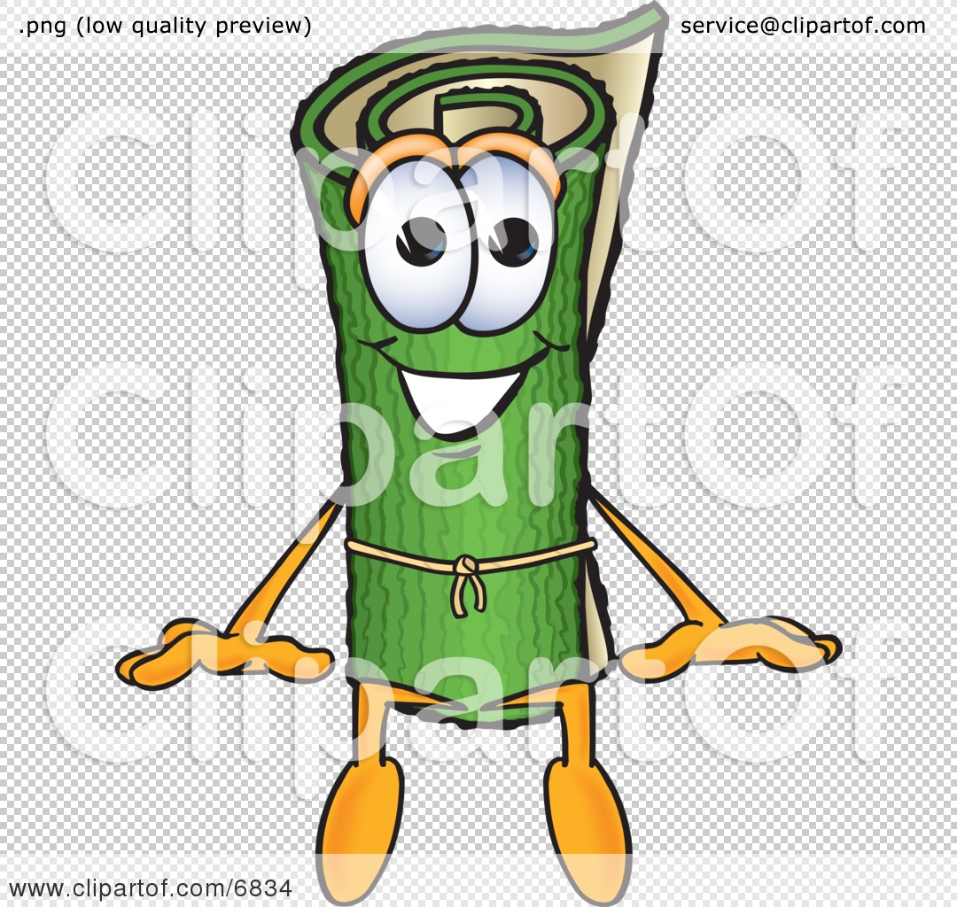Clipart Picture of a Green Carpet Mascot Cartoon Character Sitting by ...