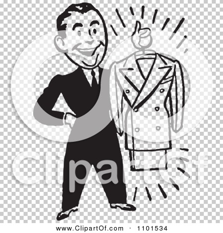 Clipart Retro Black And White Male Personal Shopper Holding A Business  Dress Suit - Royalty Free Vector Illustration by BestVector #1101534