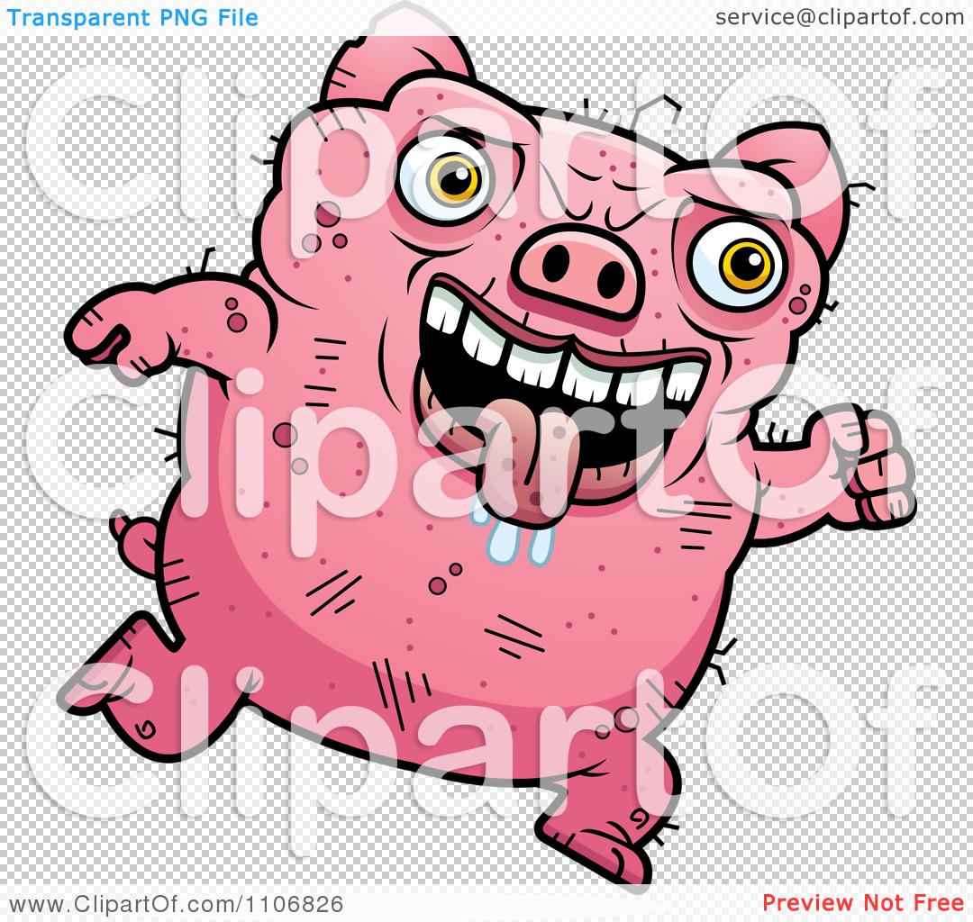 Clipart Running Ugly Pig - Royalty Free Vector Illustration by Cory Thoman  #1106826