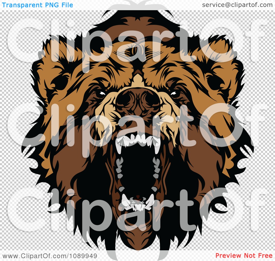 Clipart Snarling Bear Face - Royalty Free Vector Illustration by ...