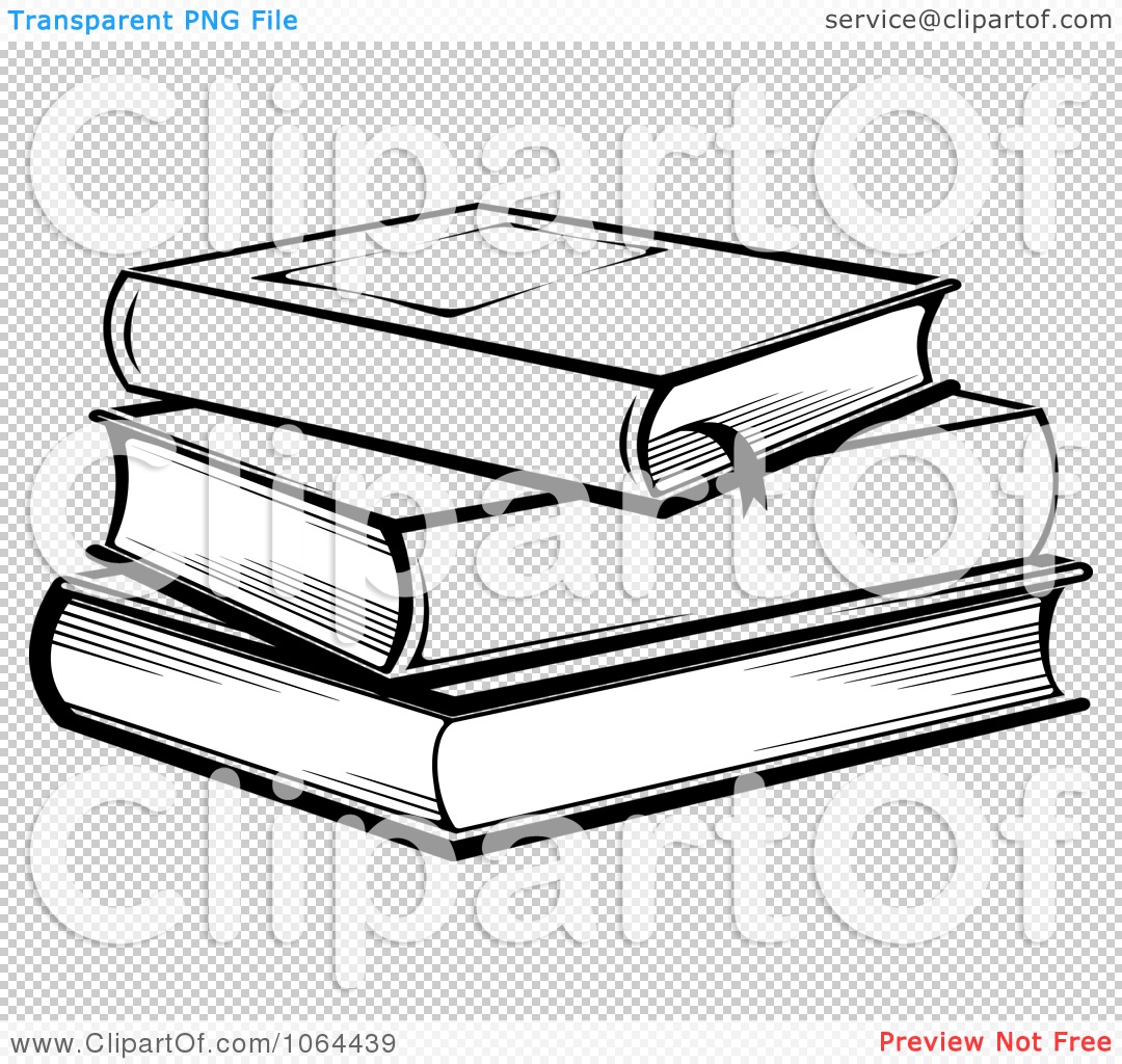 stack of books black and white clipart