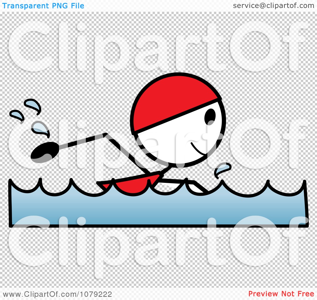 Clipart Stick Woman Swimming With A Cap - Royalty Free Vector ...