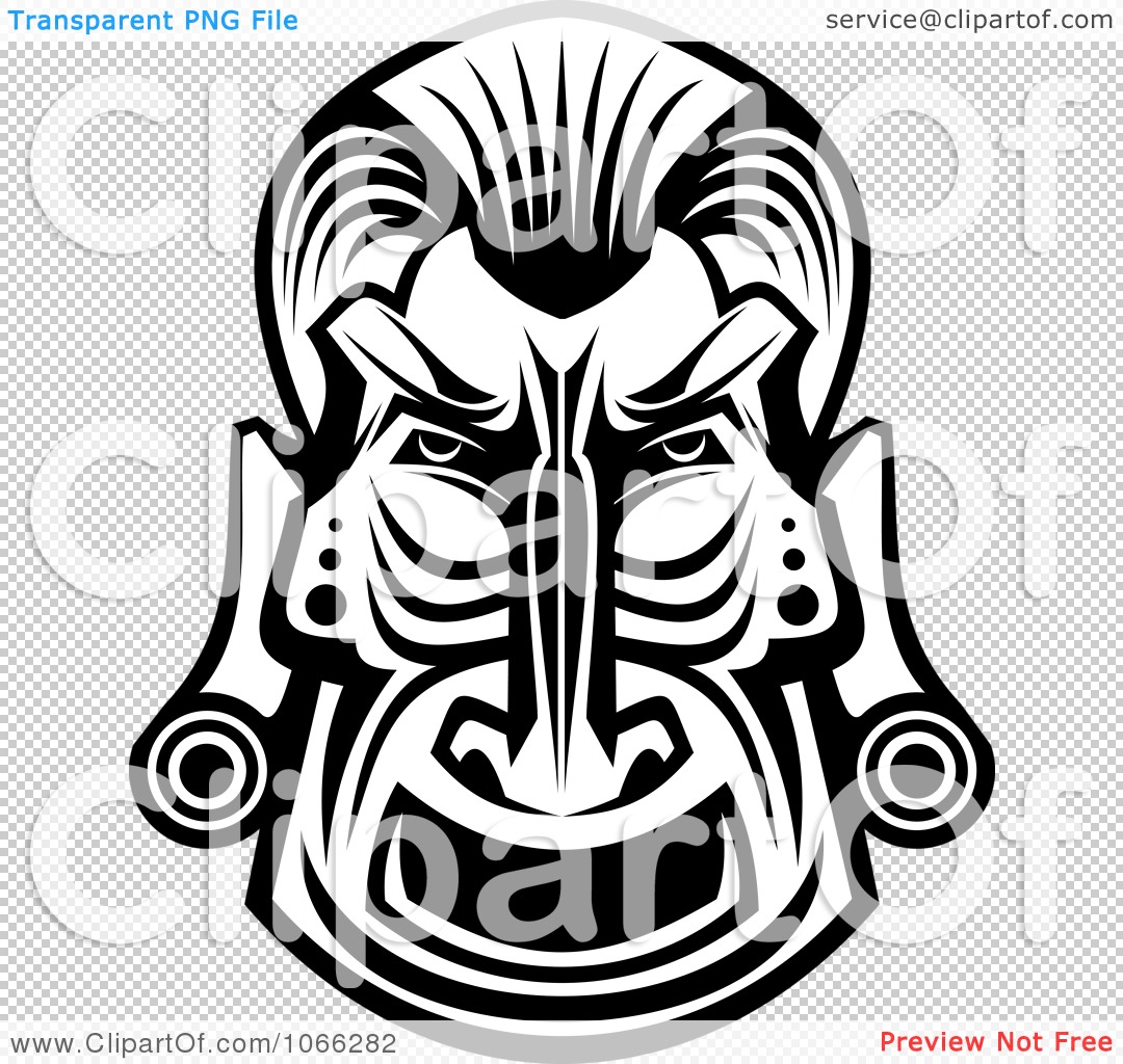 Clipart Tribal Mask With Ear Gauges - Royalty Free Vector Illustration ...