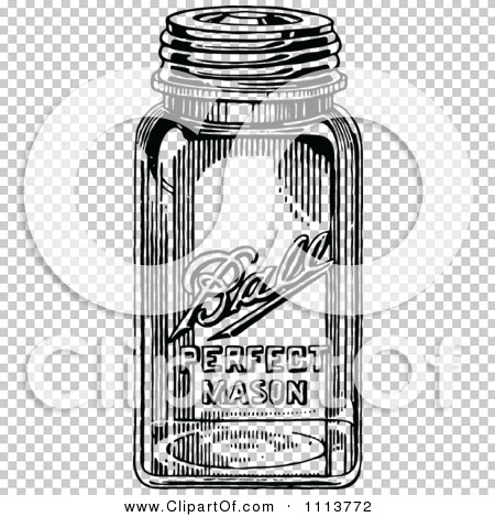 Clipart Vintage Black And White Canning Mason Jar - Royalty Free Vector ...