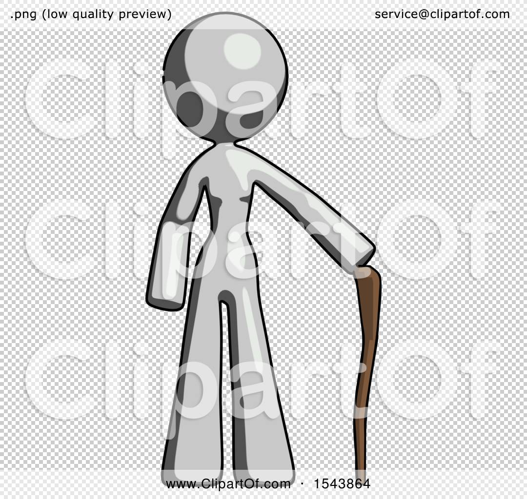 Gray Design Mascot Woman Standing with Hiking Stick by Leo Blanchette ...