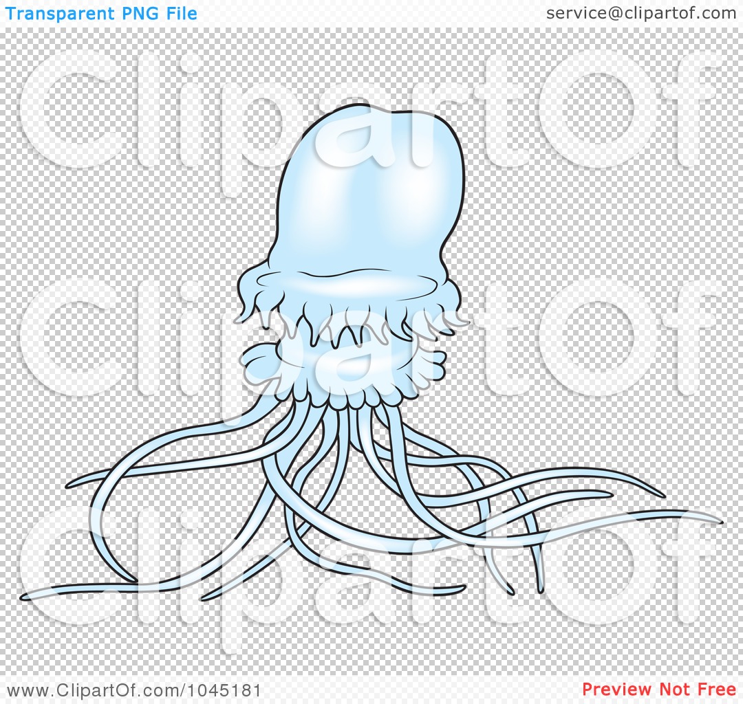 Royalty-Free (RF) Clip Art Illustration of a Blue Jellyfish - 1 by dero