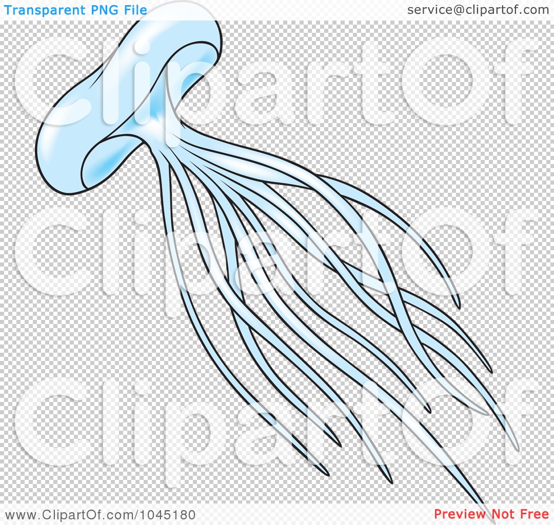 Royalty-Free (RF) Clip Art Illustration of a Blue Jellyfish - 2 by dero