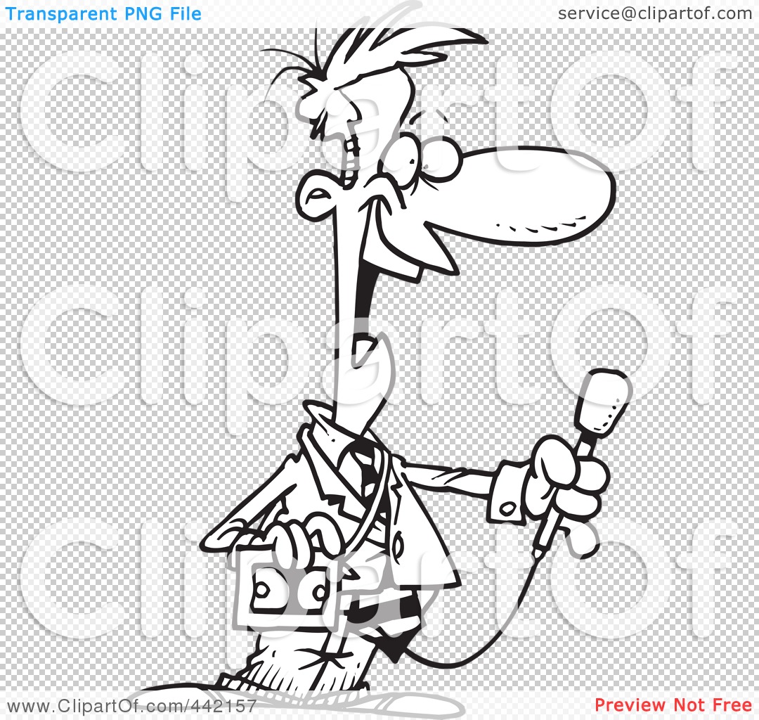 news reporter clipart black and white free