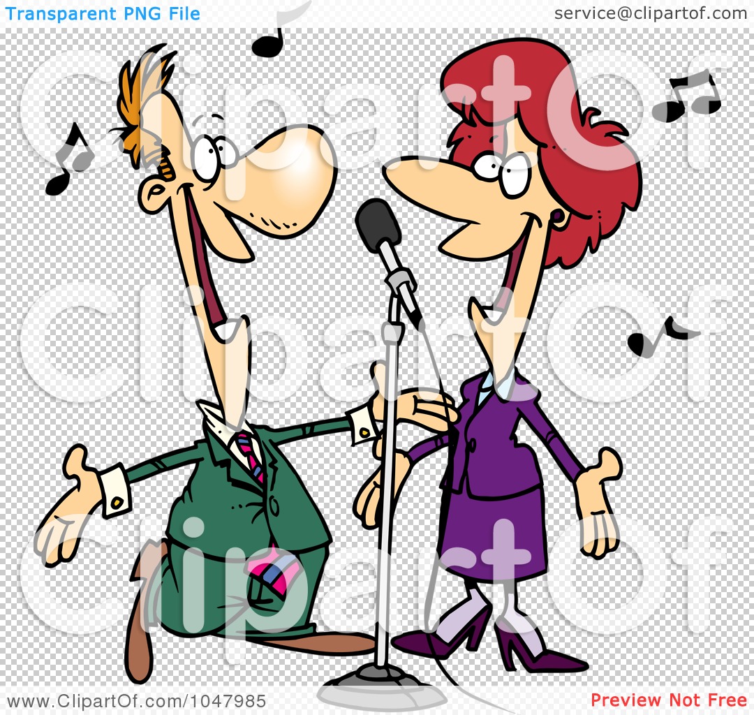 Royalty-Free (RF) Clip Art Illustration of a Cartoon Couple Singing by ...