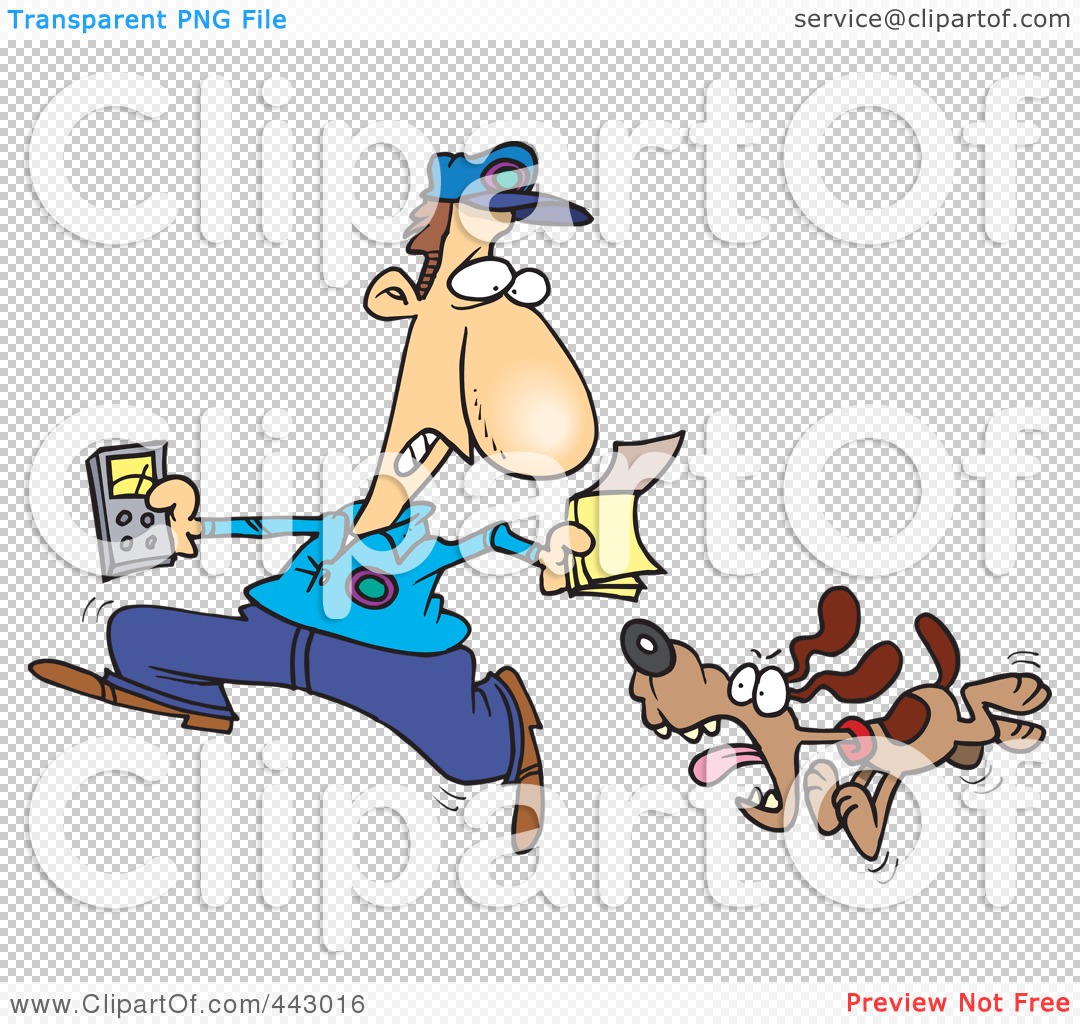 Royalty-Free (RF) Clip Art Illustration of a Cartoon Dog Chasing The