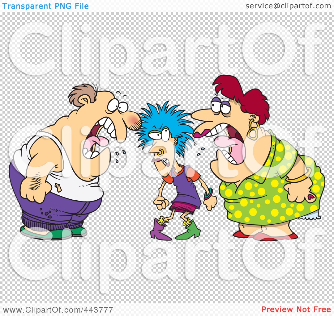 Royalty-Free (RF) Clip Art Illustration of a Cartoon Dysfunctional Family  Fighting by toonaday #443777