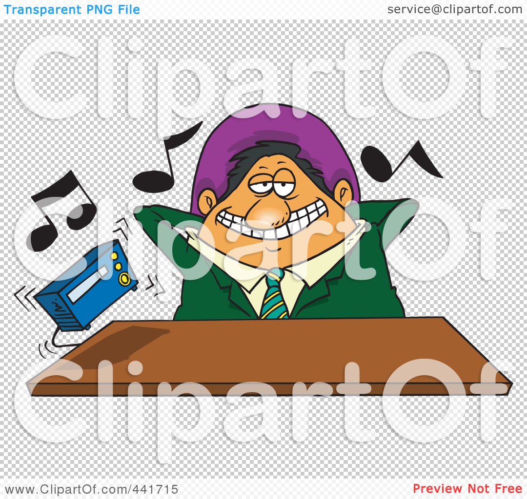 Royalty-Free (RF) Clip Art Illustration of a Cartoon Lazy Boss Listening To Loud  Music by toonaday #441715