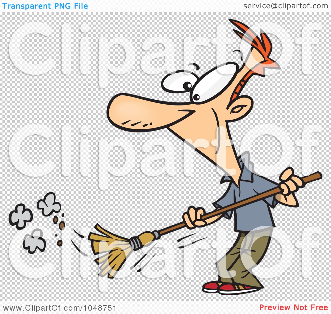 Royalty-Free (RF) Clip Art Illustration of a Cartoon Man Sweeping by ...