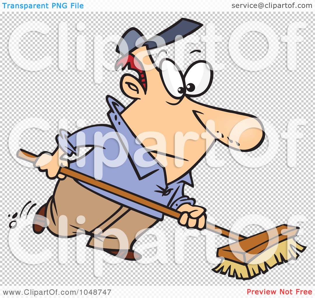 Royalty-Free (RF) Clip Art Illustration of a Cartoon Man Using A Push ...