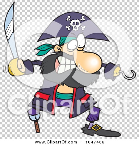 Royalty-Free (RF) Clip Art Illustration of a Cartoon Tough Pirate With ...
