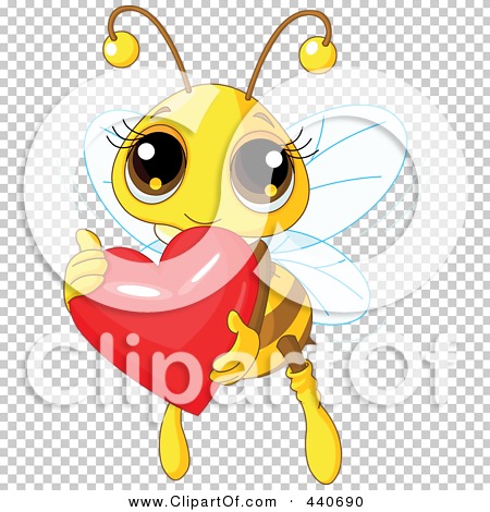 Royalty-Free (RF) Clip Art Illustration of a Cute Bee Holding A Honey  Valentine Heart by Pushkin #1048926