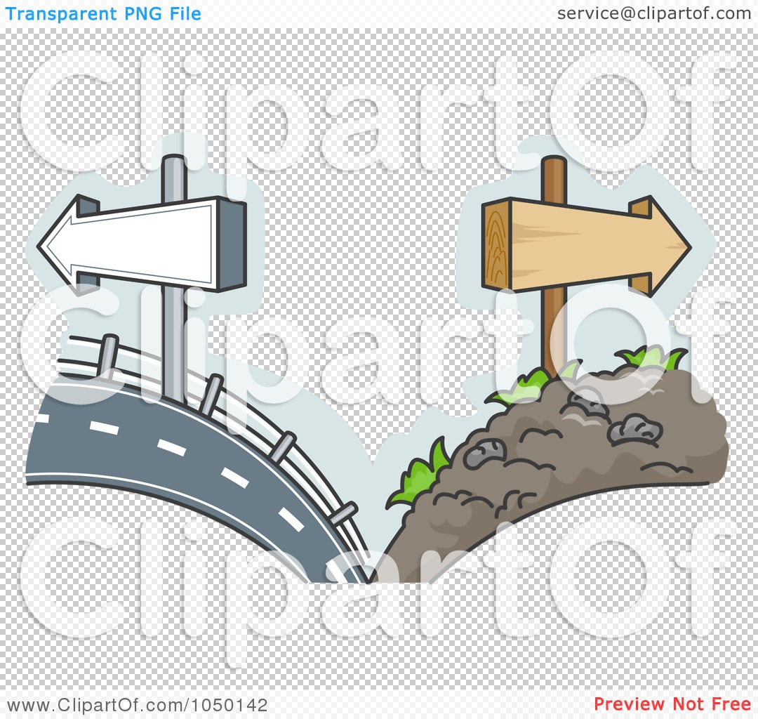 Royalty Free Rf Clip Art Illustration Of A Split Scene Of Smooth And Rough Roads By Bnp Design Studio