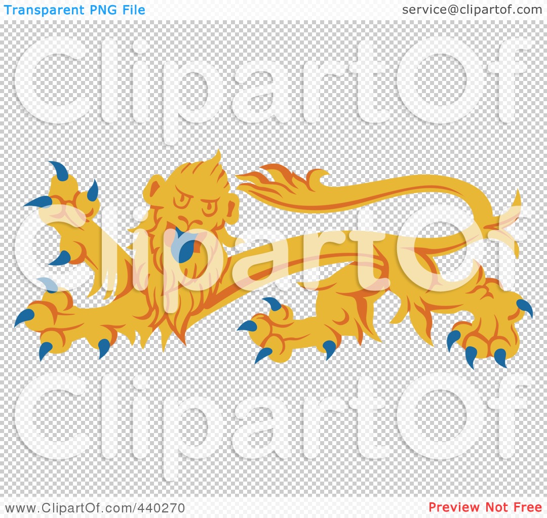 Royalty-Free (RF) Clip Art Illustration of a Yellow Heraldic Lion Logo