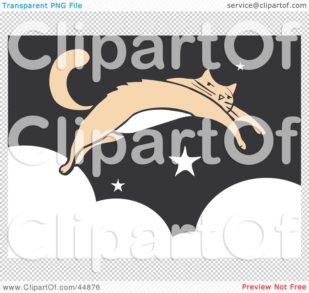 Royalty-free (RF) Clipart Illustration of a Beige Cat Leaping Over ...