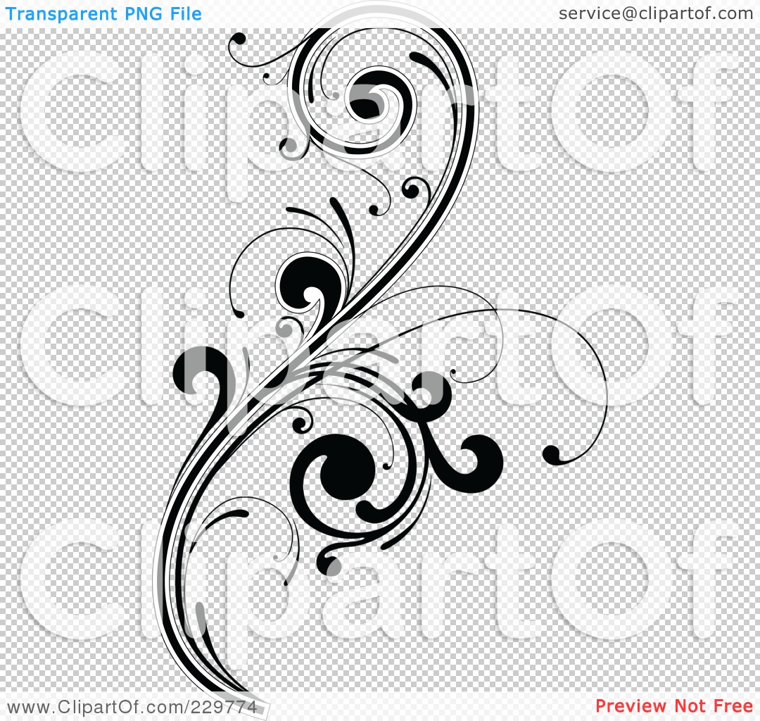 Royalty-Free (RF) Clipart Illustration of a Black And White Flourish ...