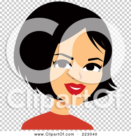 Royalty-Free (RF) Clipart Illustration of a Black Haired Woman Smiling