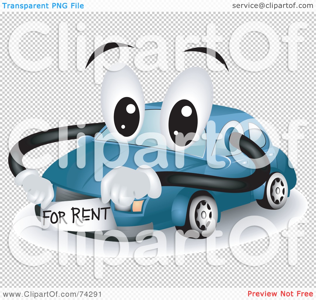 Royalty-Free (RF) Clipart Illustration of a Blue Car Character With A