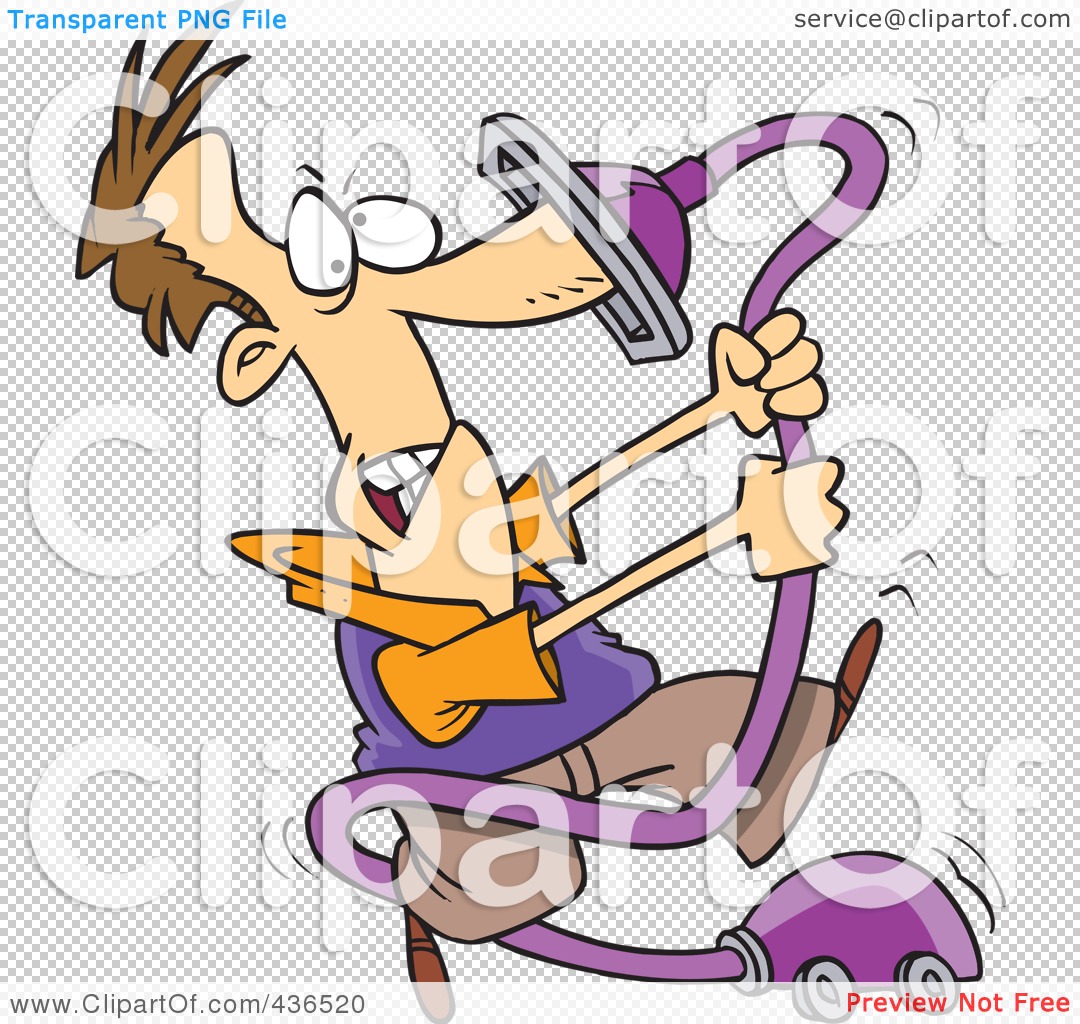 Royalty-Free (RF) Clipart Illustration of a Cartoon Man With His Nose Stuck  In A Vacuum Cleaner by toonaday #436520