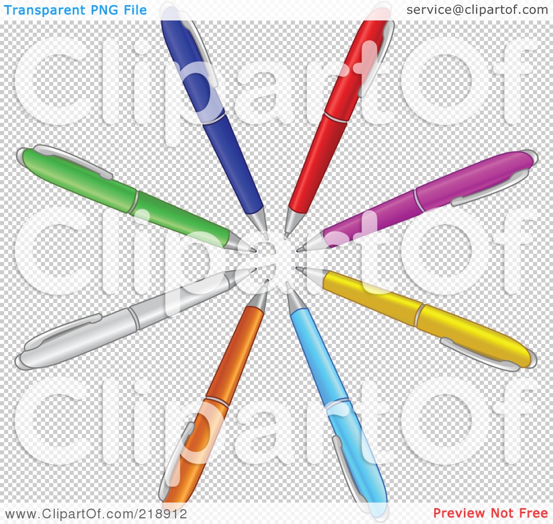 Royalty-Free (RF) Clipart Illustration of a Circle Of Colorful Pens by