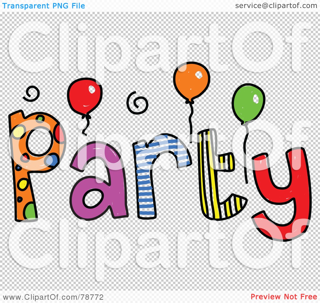 Royalty-Free (RF) Clipart Illustration of a Colorful Party Word by
