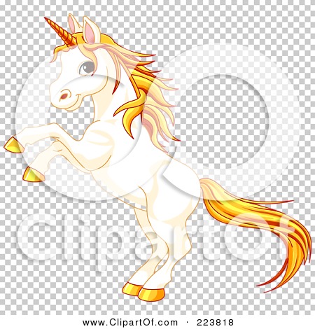 Royalty-Free (RF) Clipart Illustration of a Cute Cream Unicorn Rearing
