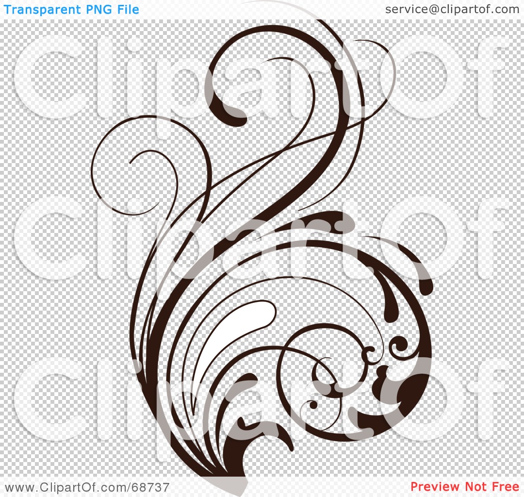 Royalty-Free (RF) Clipart Illustration of a Dark Brown Floral Scroll ...
