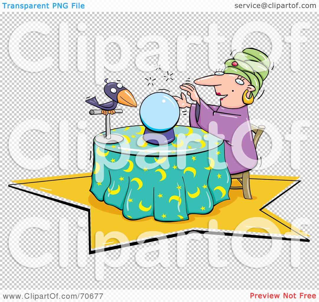 Royalty-Free (RF) Clipart Illustration of a Fortune Teller With Her Crystal Ball And ...1080 x 1024