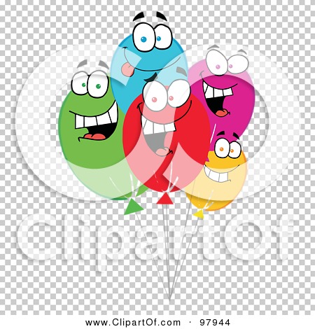 Royalty-Free (RF) Clipart Illustration of a Group Of Happy Balloon
