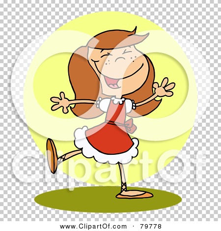 Royalty-Free (RF) Clipart Illustration of a Happy Brunette Girl Dancing