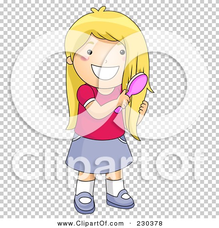 Royalty-Free (RF) Clipart Illustration of a Happy Girl Brushing Her ...